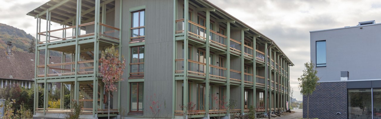 Elementbau Stein Neubau MFH Suedlaube Hybridbau