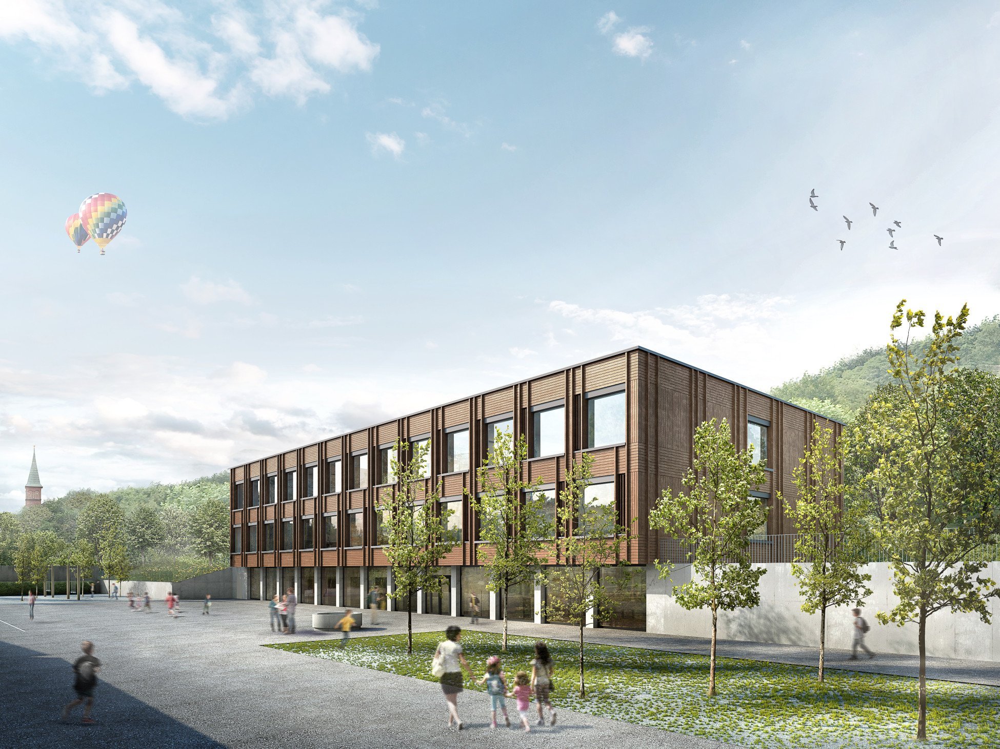 Elementbau Fassadenbau Holderbank Neubau Schulhaus 