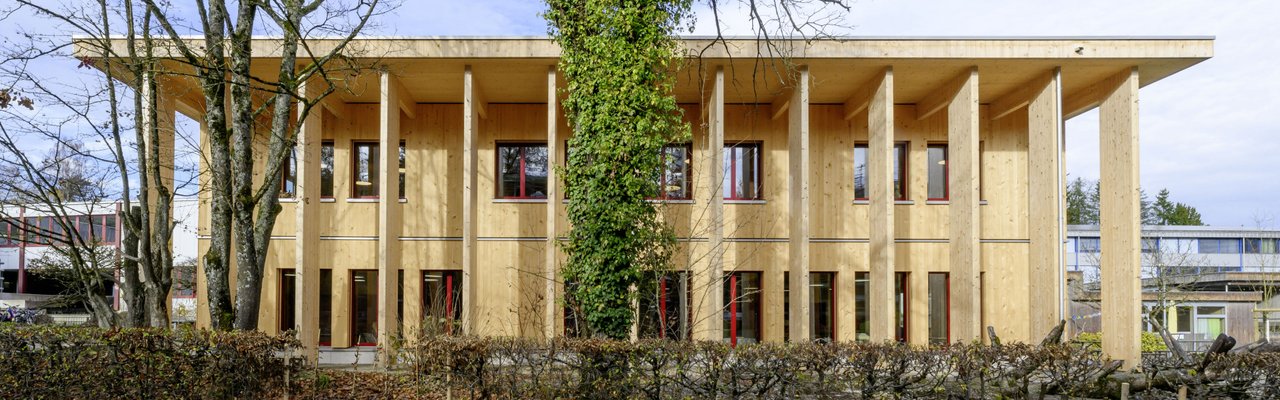 Elementbau Endingen Neubau Mehrzweckgebäude Taste Fassadenbau Schweizer Holz